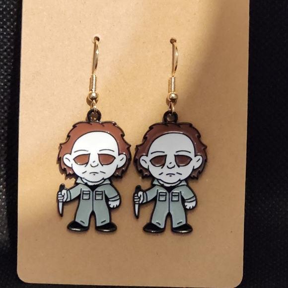 Michael Myers Metal Enamel Dangle Earrings, Halloween Movies, Zinc Alloy - Picture 2 of 3